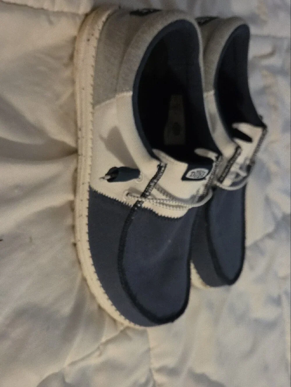 Hey Dude Kids Navy and White Slip-On Sneakers